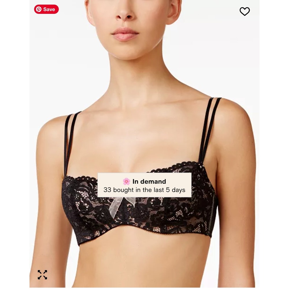 B.tempt'd Wacoal Ciao Bella Balconette Bra Black Lace Pink 36DD 953144